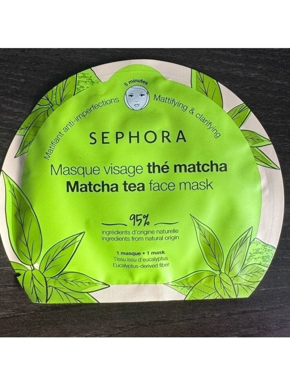 Sephora matcha tea face mask box of 10 mattifying and clarifying sheet mask